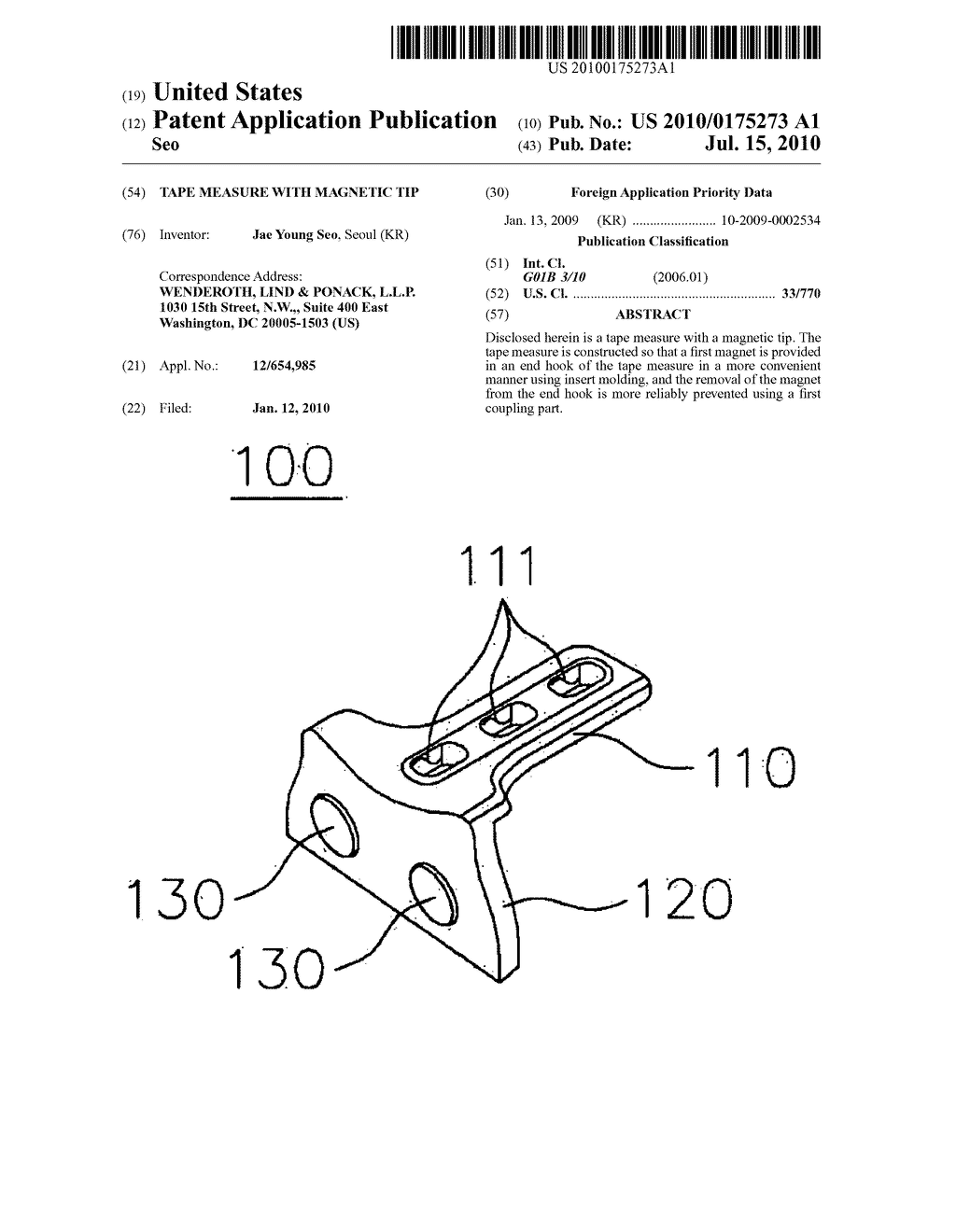 Tape measure with magnetic tip - diagram, schematic, and image 01