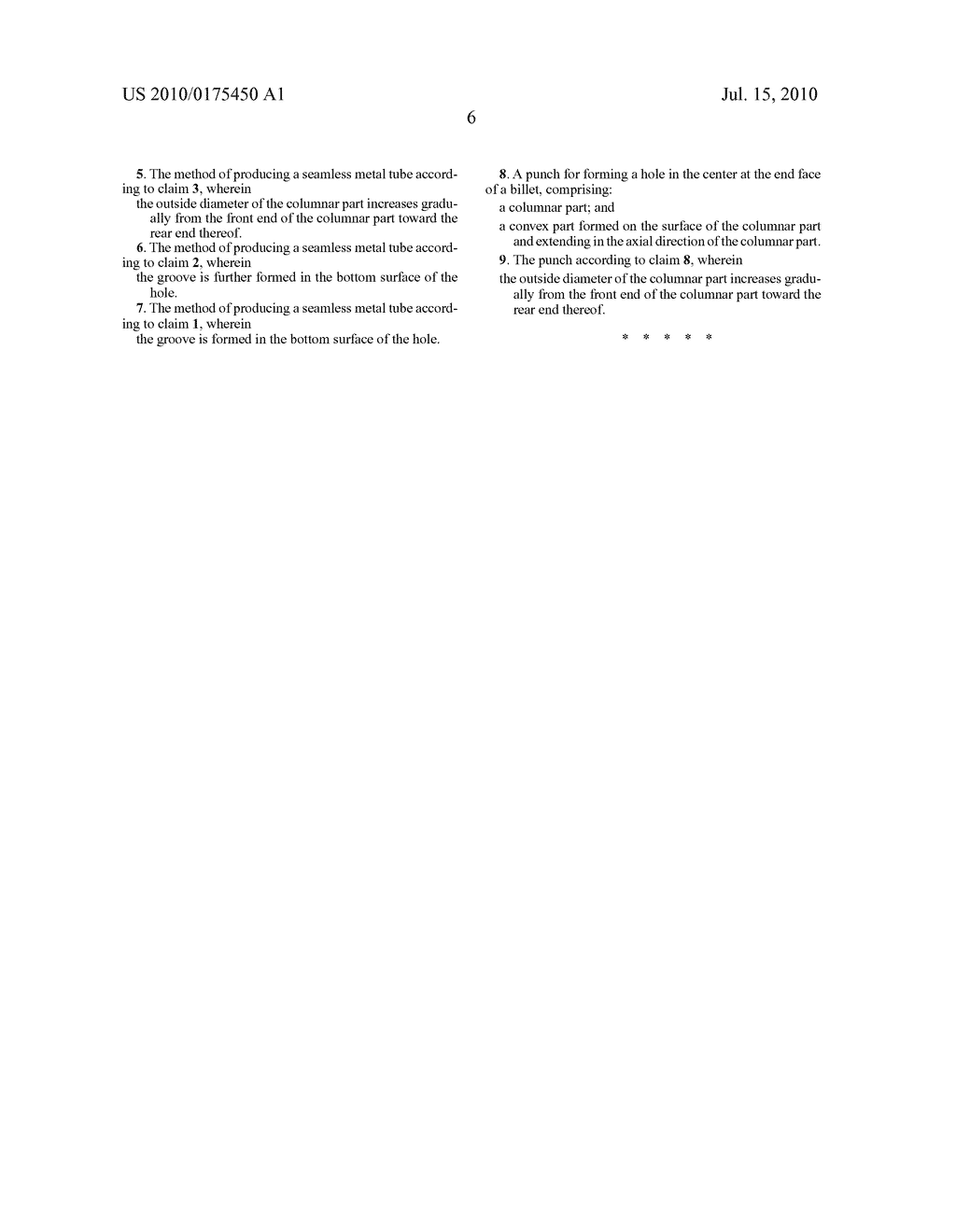 METHOD OF PRODUCING SEAMLESS METAL TUBE AND PUNCH FOR USE THEREIN - diagram, schematic, and image 18