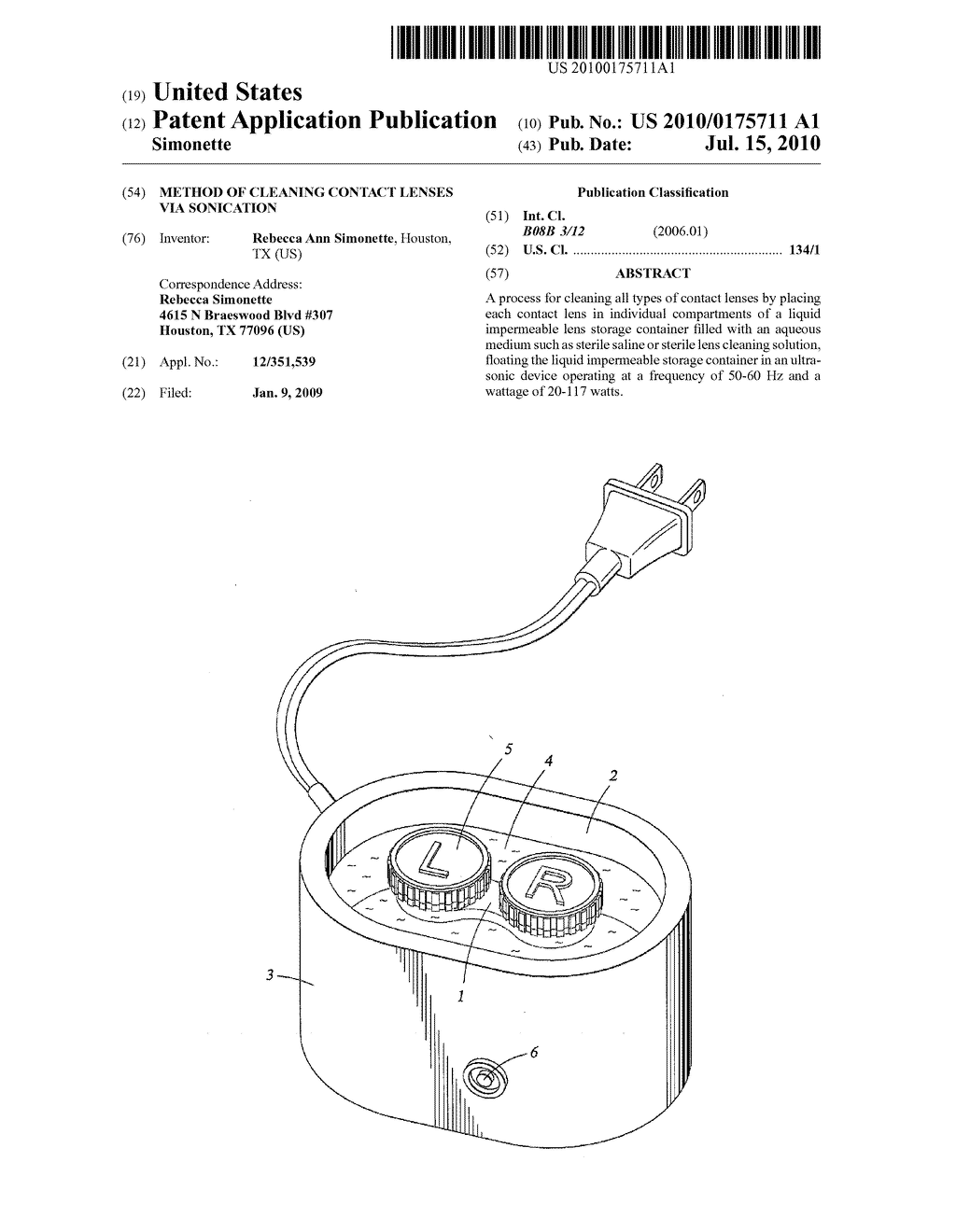 Method of cleaning contact lenses via sonication - diagram, schematic, and image 01