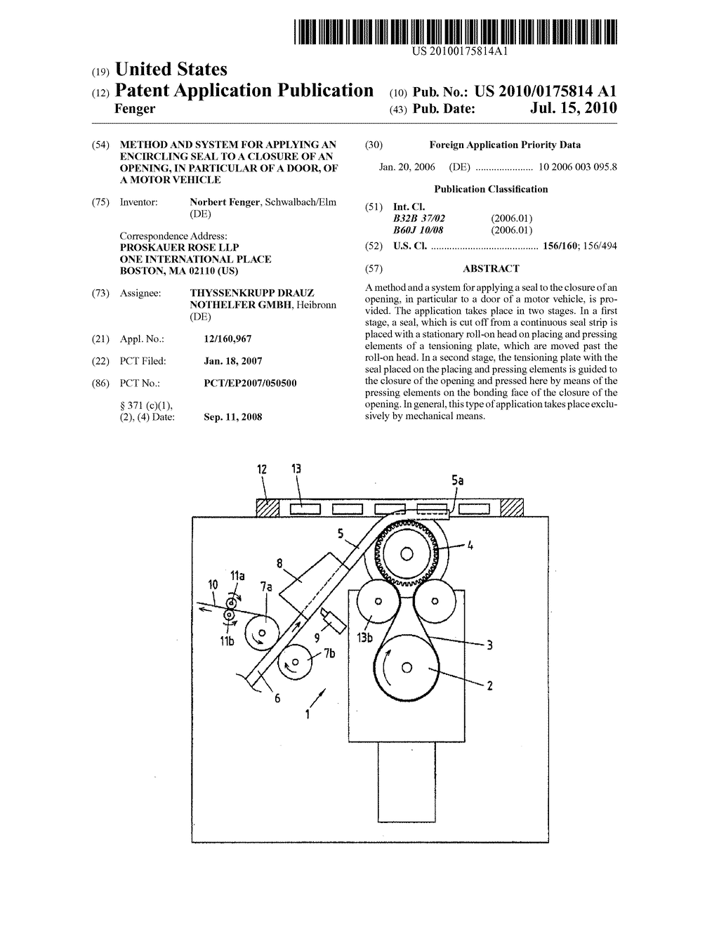 Method and system for applying an encircling seal to a closure of an opening, in particular of a door, of a motor vehicle - diagram, schematic, and image 01