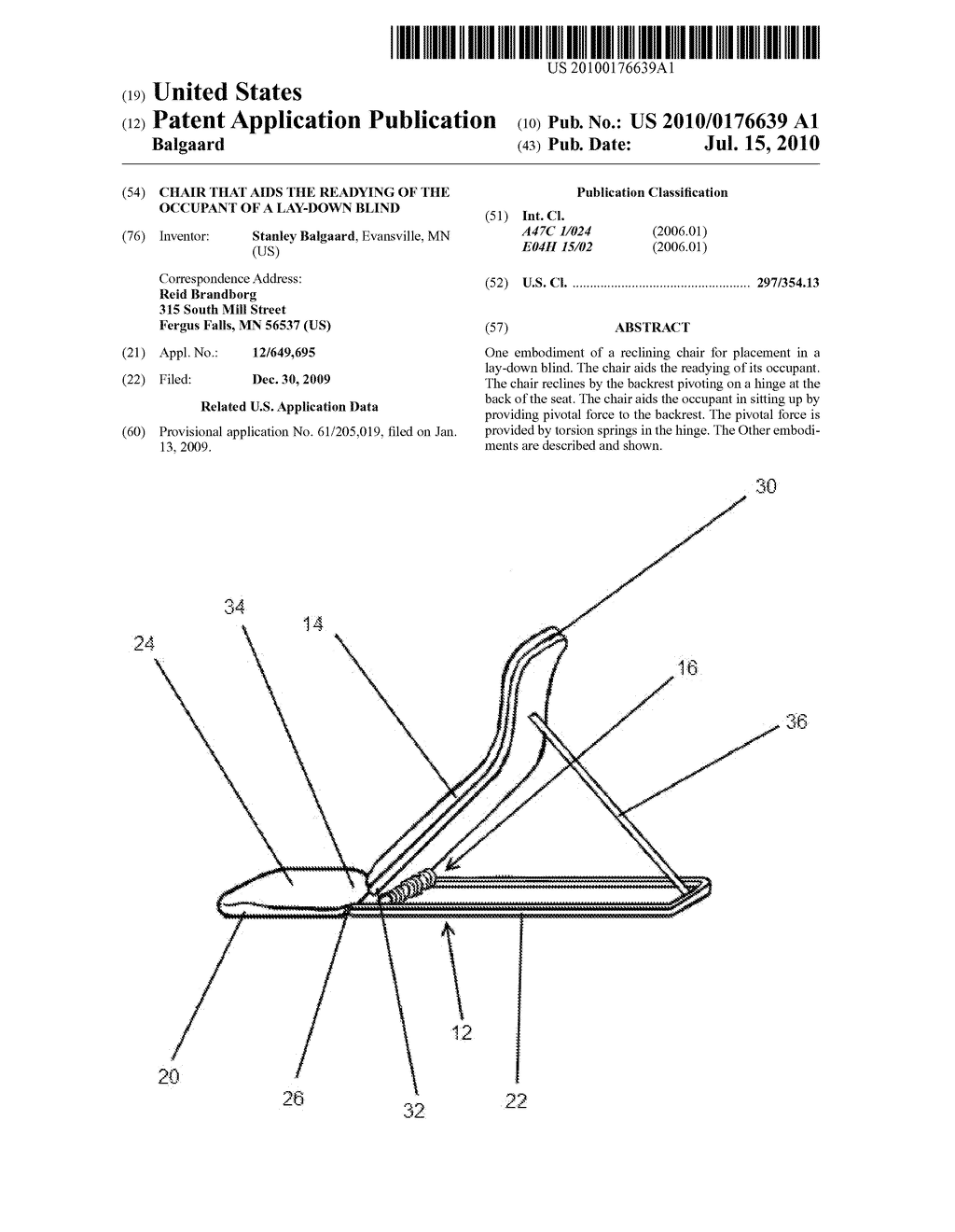 CHAIR THAT AIDS THE READYING OF THE OCCUPANT OF A LAY-DOWN BLIND - diagram, schematic, and image 01