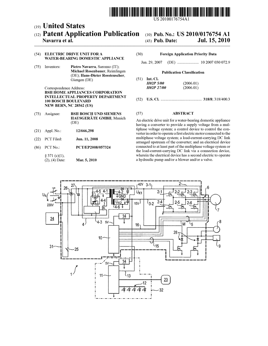 ELECTRIC DRIVE UNIT FOR A WATER-BEARING DOMESTIC APPLIANCE - diagram, schematic, and image 01