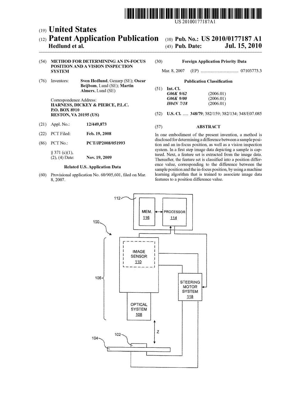 METHOD FOR DETERMINING AN IN-FOCUS POSITION AND A VISION INSPECTION SYSTEM - diagram, schematic, and image 01