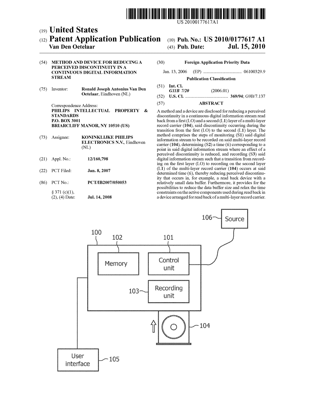 METHOD AND DEVICE FOR REDUCING A PERCEIVED DISCONTINUITY IN A CONTINUOUS DIGITAL INFORMATION STREAM - diagram, schematic, and image 01