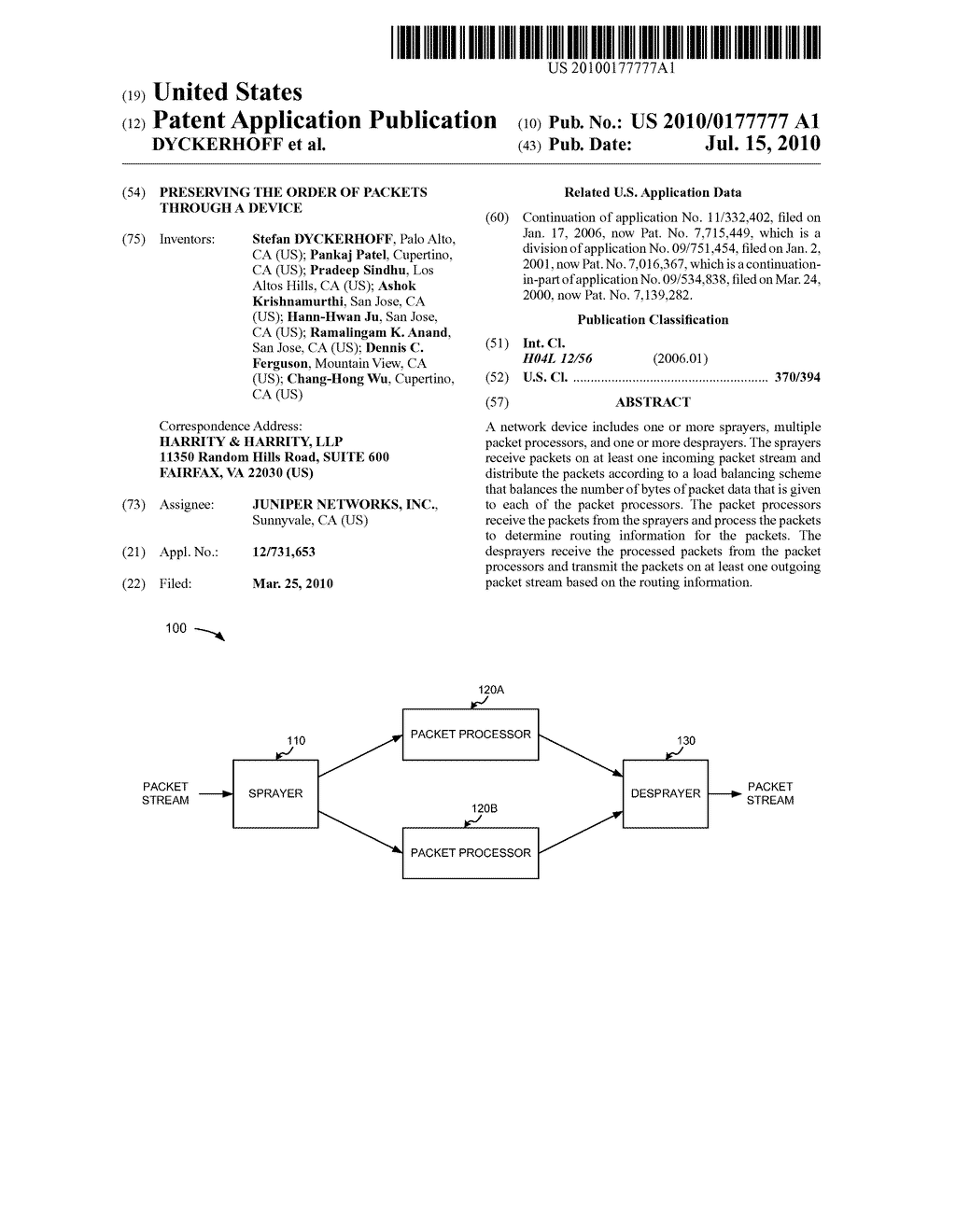 PRESERVING THE ORDER OF PACKETS THROUGH A DEVICE - diagram, schematic, and image 01