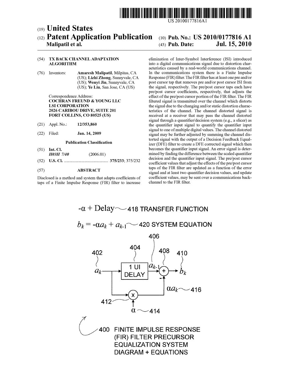 TX BACK CHANNEL ADAPTATION ALGORITHM - diagram, schematic, and image 01