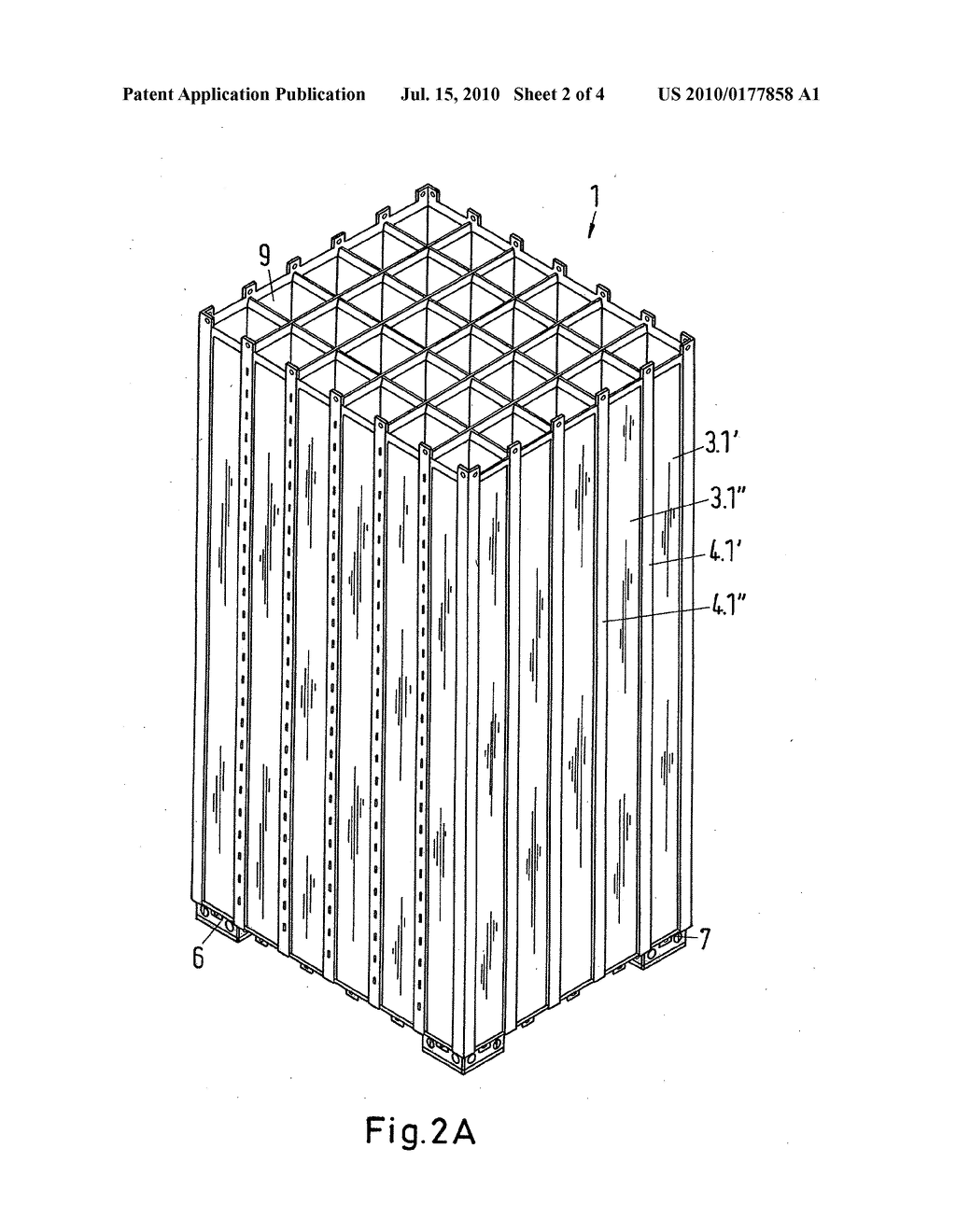 Storage rack arrangement for the storage of nuclear fuel elements - diagram, schematic, and image 03