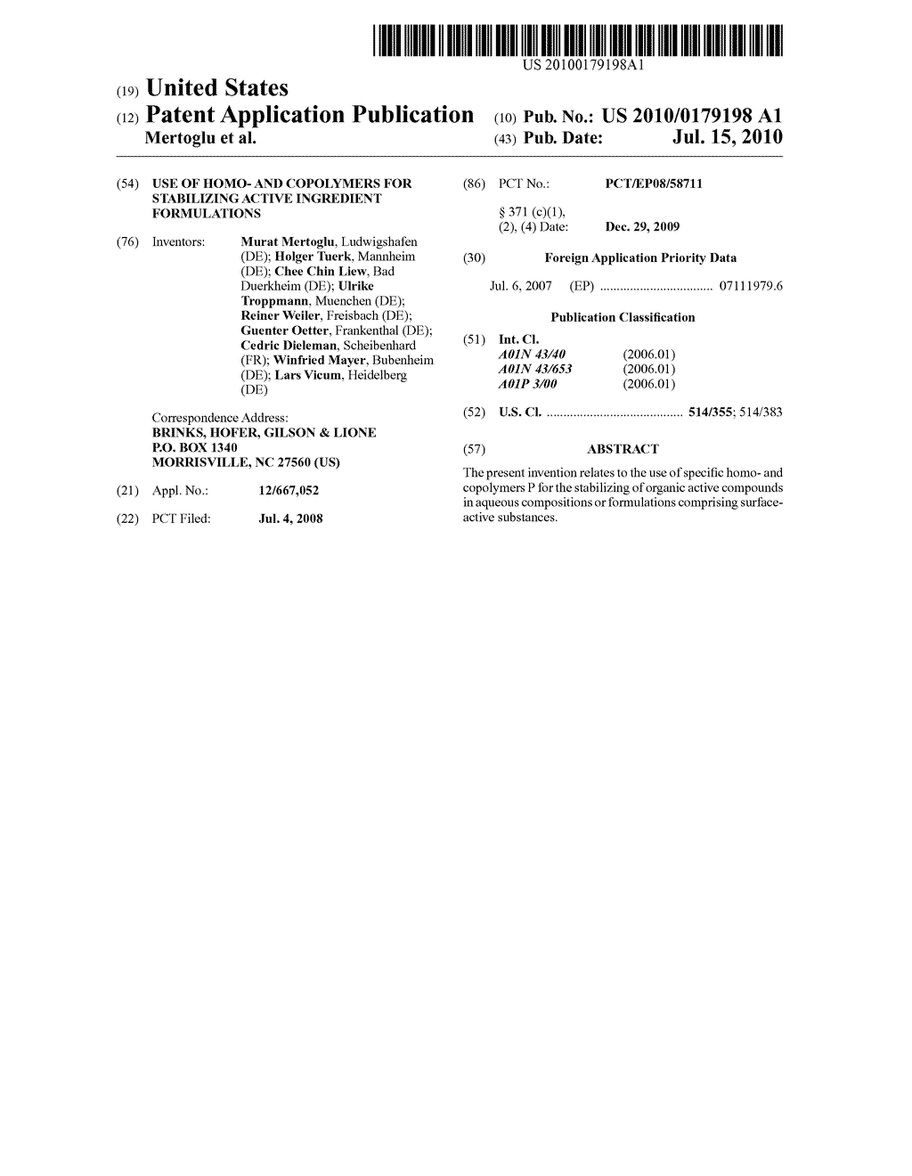 Use of homo- and copolymers for stabilizing active ingredient formulations - diagram, schematic, and image 01