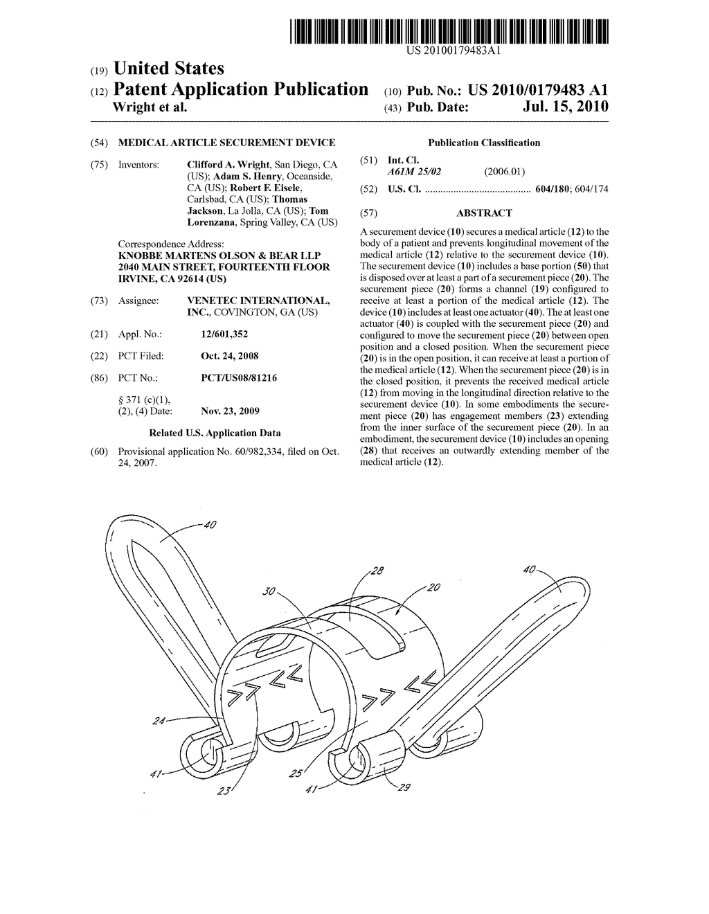 MEDICAL ARTICLE SECUREMENT DEVICE - diagram, schematic, and image 01