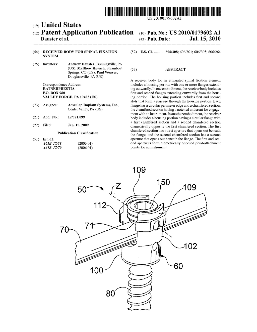 Receiver body for spinal fixation system - diagram, schematic, and image 01