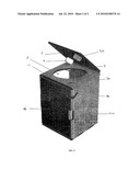 Toilet Device of the Pierced Chair Type Including a Box Designed from a Pre-Cut Planar Blank and a Collection Bag diagram and image