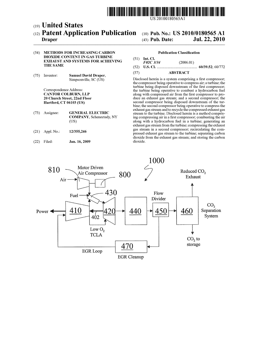 METHODS FOR INCREASING CARBON DIOXIDE CONTENT IN GAS TURBINE EXHAUST AND SYSTEMS FOR ACHIEVING THE SAME - diagram, schematic, and image 01