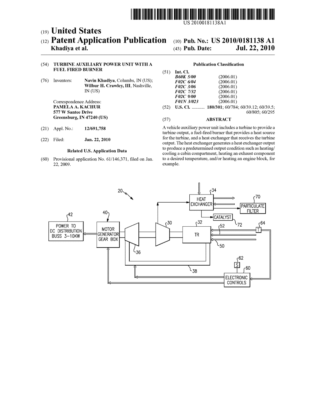 TURBINE AUXILIARY POWER UNIT WITH A FUEL FIRED BURNER - diagram, schematic, and image 01