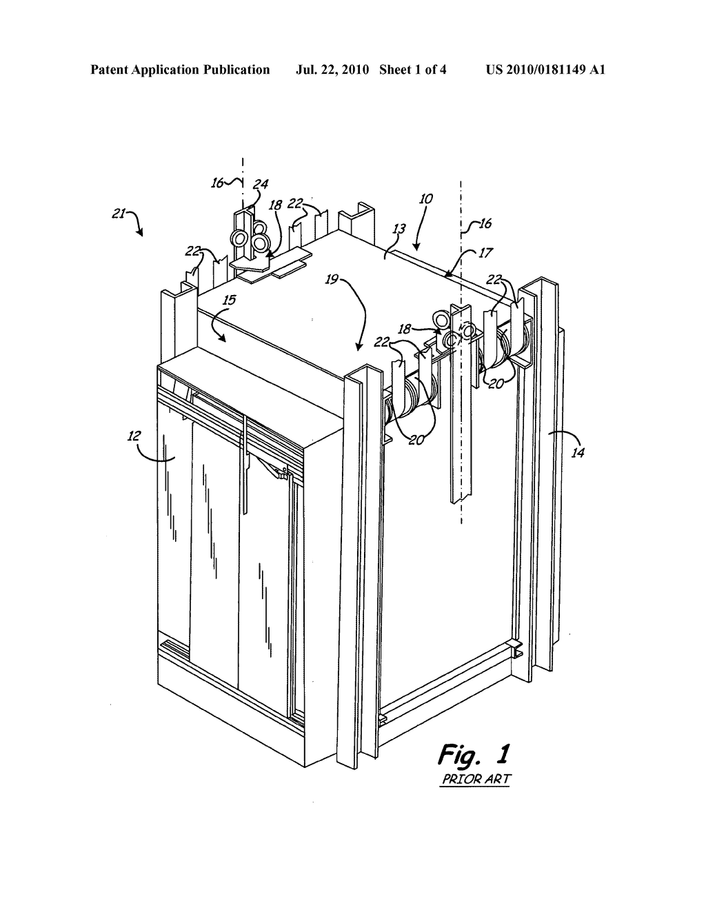 ELEVATOR SYSTEM WITH GUIDE AXIS ALIGNED WITH TRACTION MEMBER - diagram, schematic, and image 02