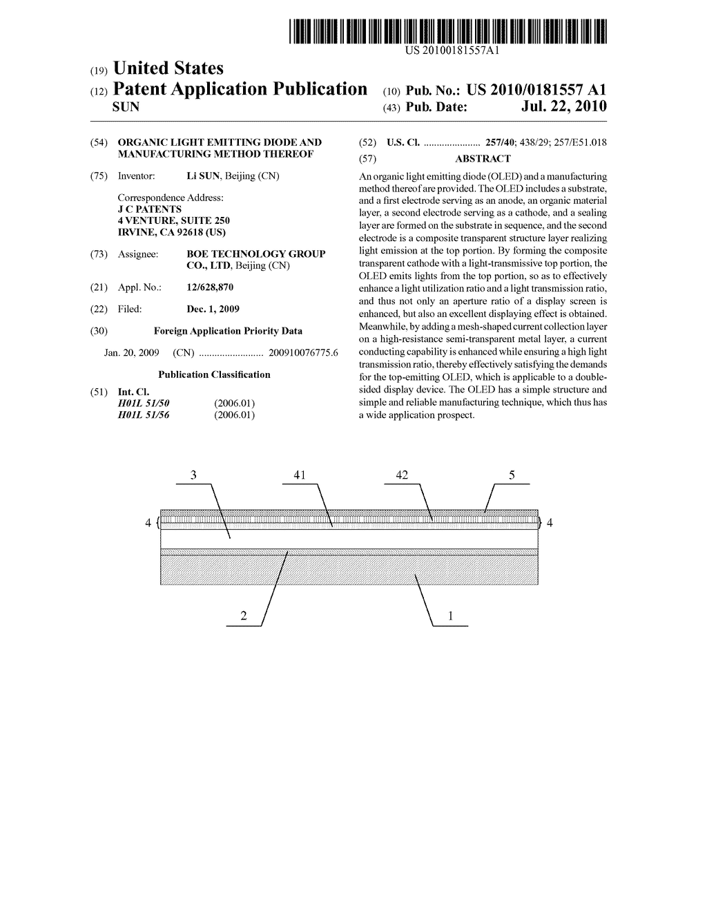 ORGANIC LIGHT EMITTING DIODE AND MANUFACTURING METHOD THEREOF - diagram, schematic, and image 01