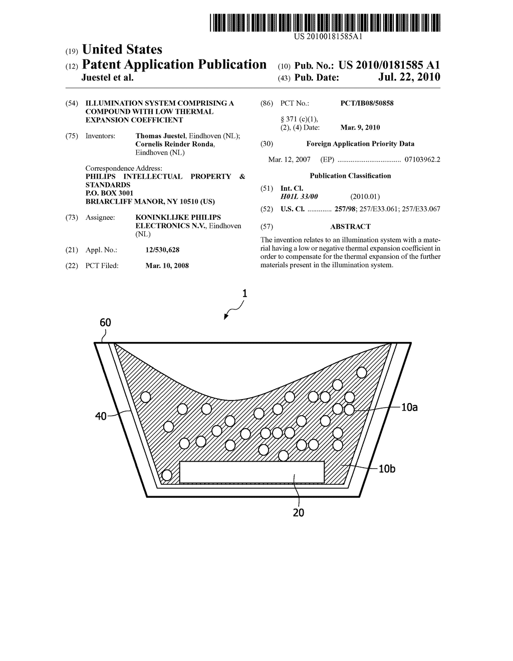 ILLUMINATION SYSTEM COMPRISING A COMPOUND WITH LOW THERMAL EXPANSION COEFFICIENT - diagram, schematic, and image 01