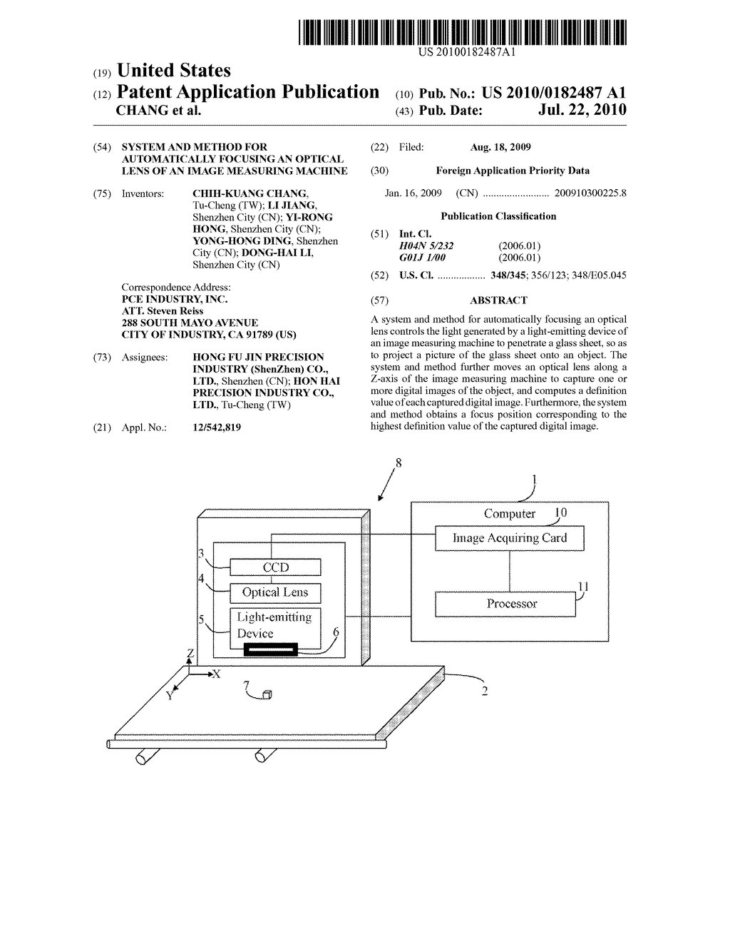 SYSTEM AND METHOD FOR AUTOMATICALLY FOCUSING AN OPTICAL LENS OF AN IMAGE MEASURING MACHINE - diagram, schematic, and image 01