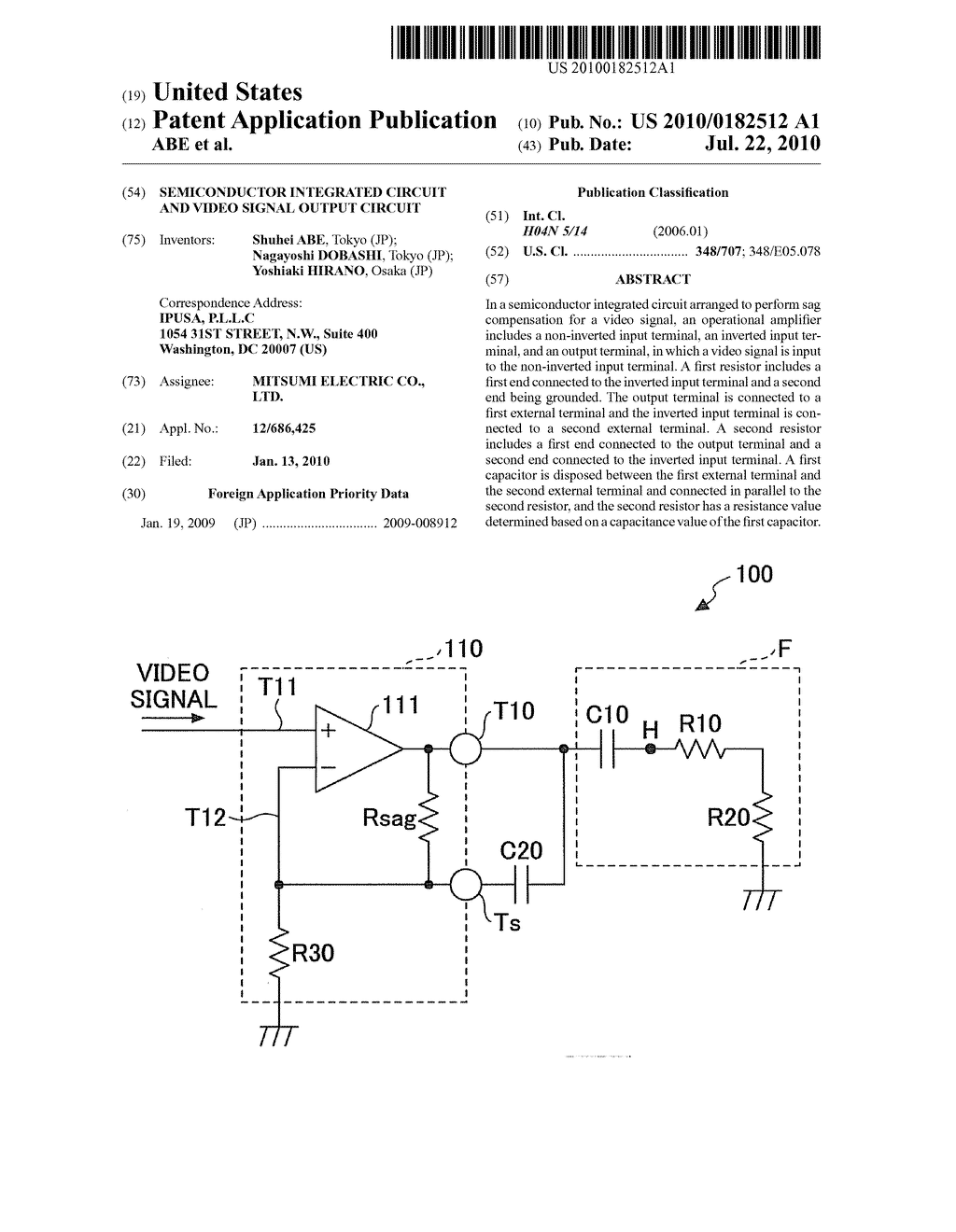 SEMICONDUCTOR INTEGRATED CIRCUIT AND VIDEO SIGNAL OUTPUT CIRCUIT - diagram, schematic, and image 01