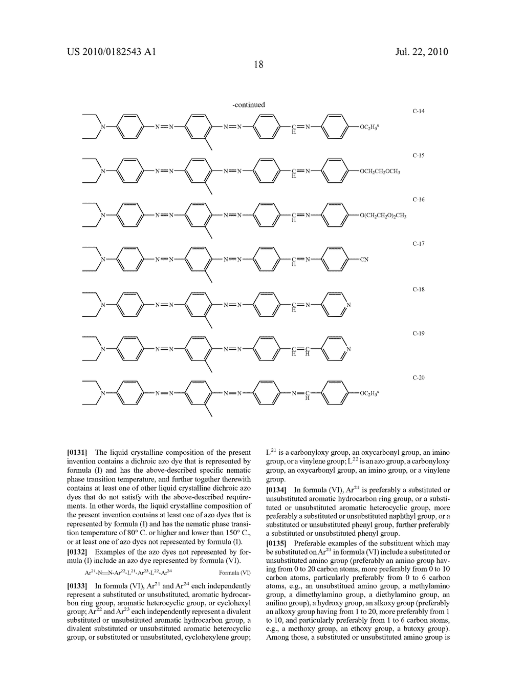 LIQUID CRYSTALLINE COMPOSITION AND LIGHT ABSORPTION ANISOTROPIC FILM, A POLARIZING ELEMENT AND A LIQUID CRYSTAL DISPLAY DEVICE, EACH EMPLOYING THE SAME - diagram, schematic, and image 19