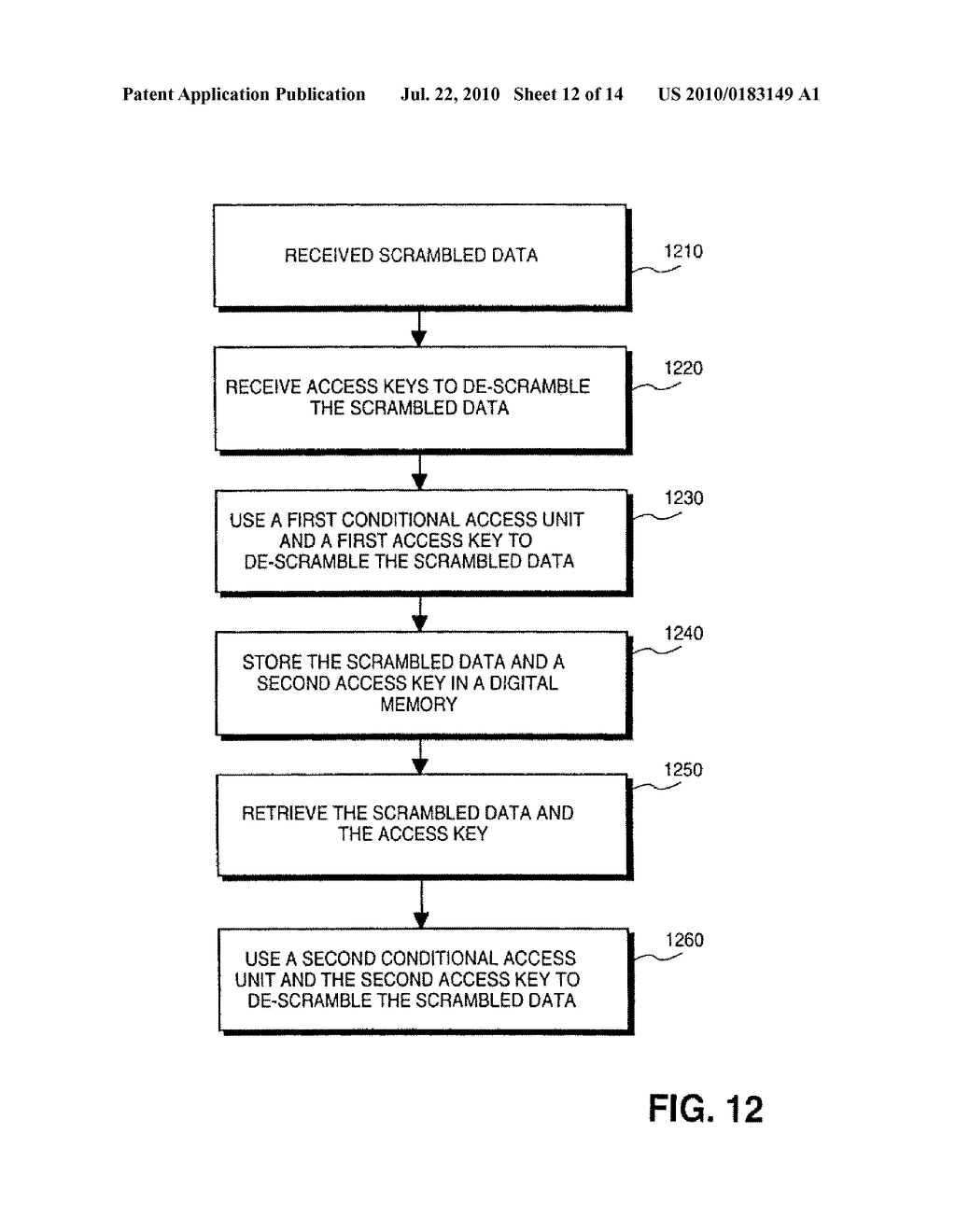 METHOD FOR SIMULCRYPTING SCRAMBLED DATA TO A PLURALITY OF CONDITIONAL ACCESS DEVICES - diagram, schematic, and image 13