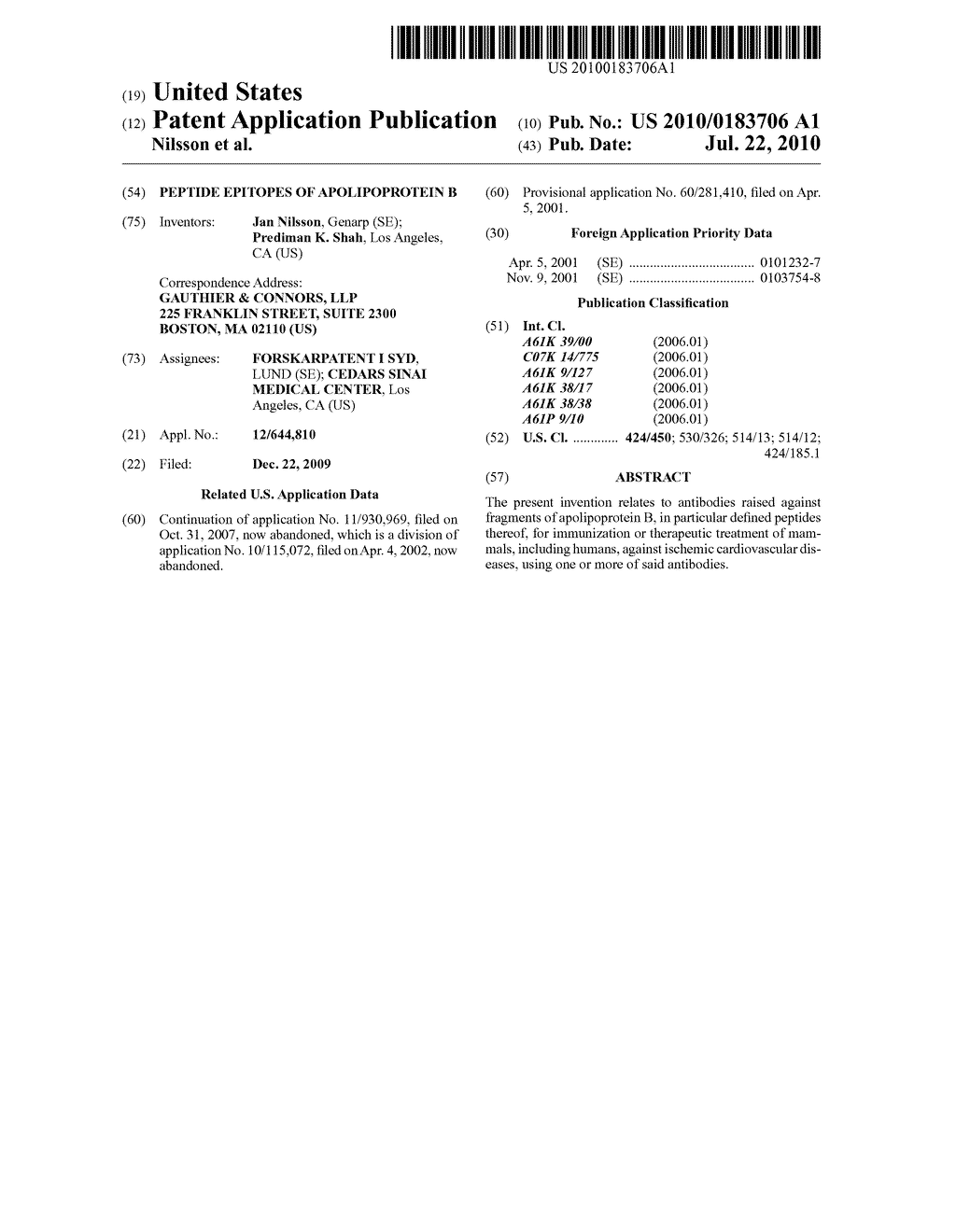 PEPTIDE EPITOPES OF APOLIPOPROTEIN B - diagram, schematic, and image 01