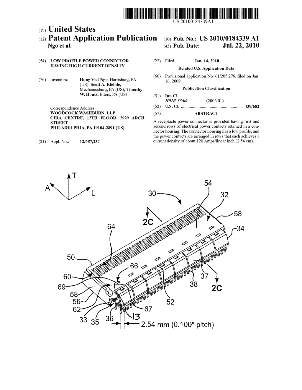 LOW PROFILE POWER CONNECTOR HAVING HIGH CURRENT DENSITY - diagram, schematic, and image 01