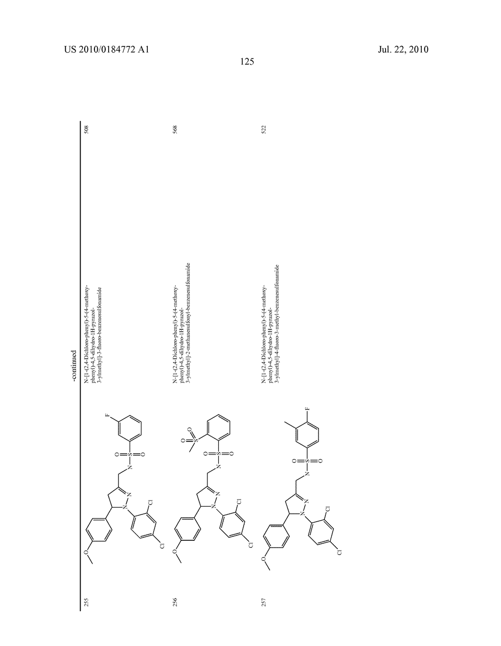 SULFONAMIDE SUBSTITUTED PYRAZOLINE COMPOUNDS, THEIR PREPARATION AND USE AS CB1 MODULATORS - diagram, schematic, and image 128