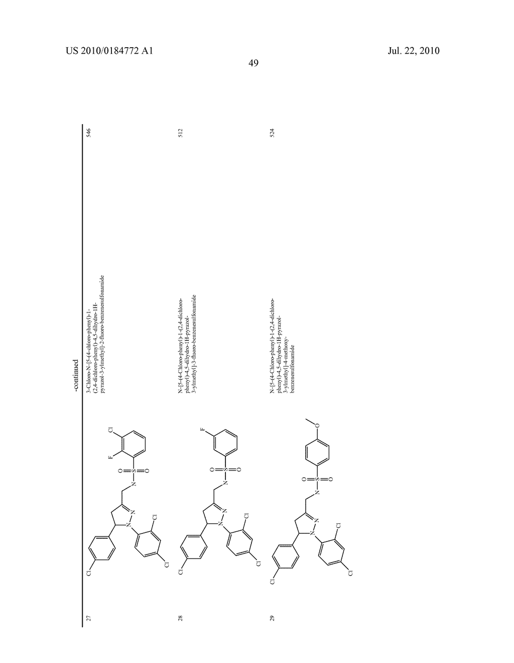 SULFONAMIDE SUBSTITUTED PYRAZOLINE COMPOUNDS, THEIR PREPARATION AND USE AS CB1 MODULATORS - diagram, schematic, and image 52