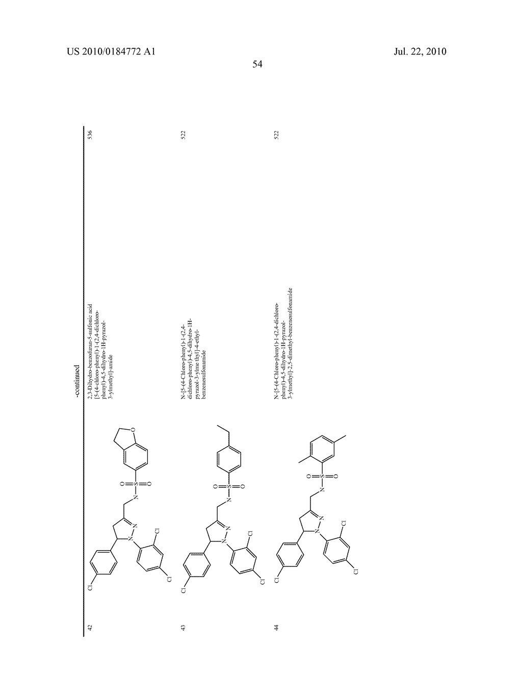 SULFONAMIDE SUBSTITUTED PYRAZOLINE COMPOUNDS, THEIR PREPARATION AND USE AS CB1 MODULATORS - diagram, schematic, and image 57