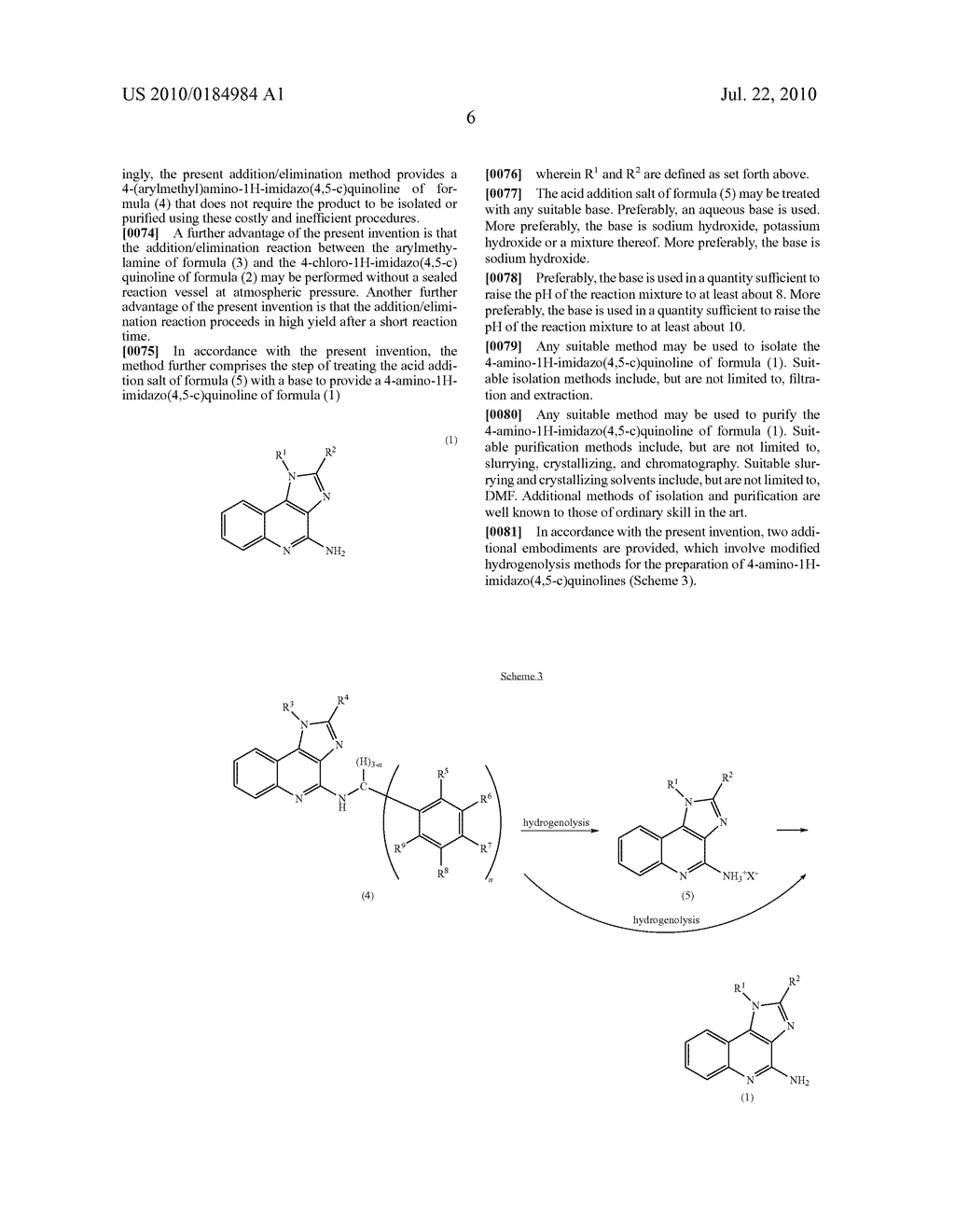 METHOD OF PREPARING 4-AMINO-1H-IMIDAZO (4,5-C) QUINOLINES AND ACID ADDITION SALTS THEREOF - diagram, schematic, and image 07