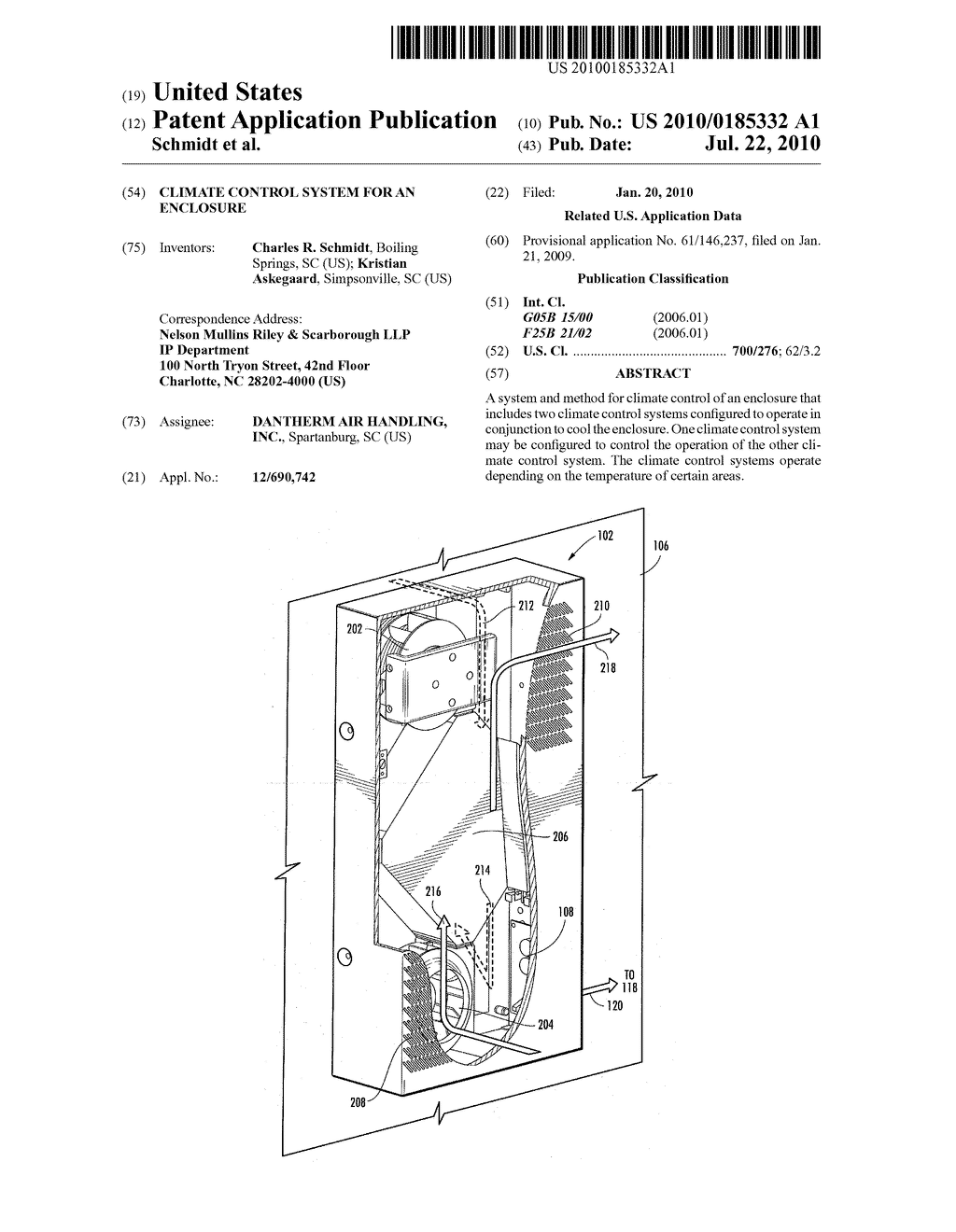 CLIMATE CONTROL SYSTEM FOR AN ENCLOSURE - diagram, schematic, and image 01