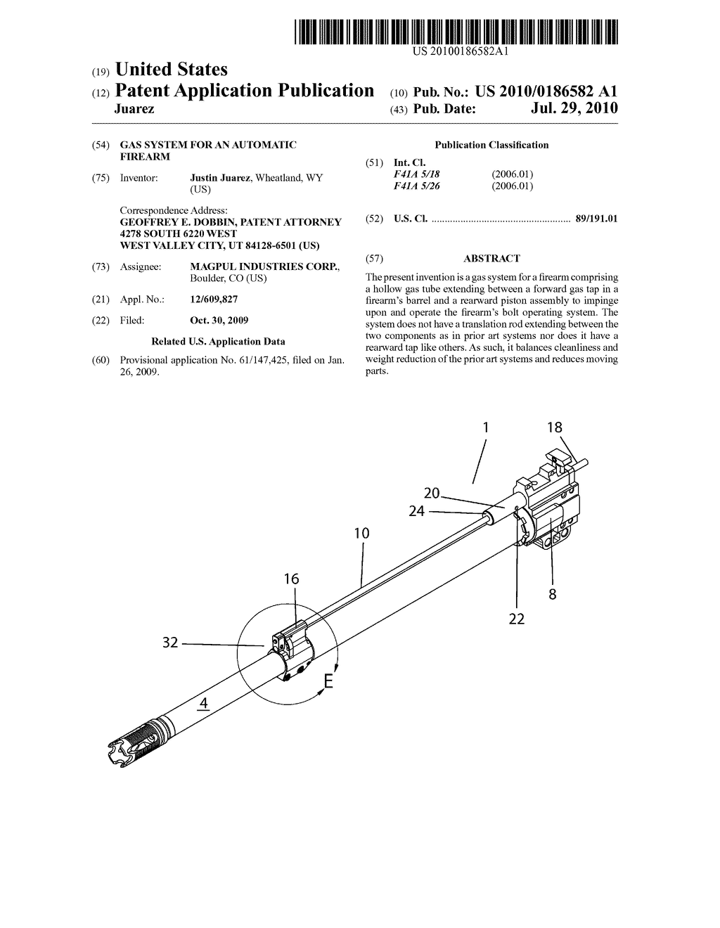 Gas System for an Automatic Firearm - diagram, schematic, and image 01