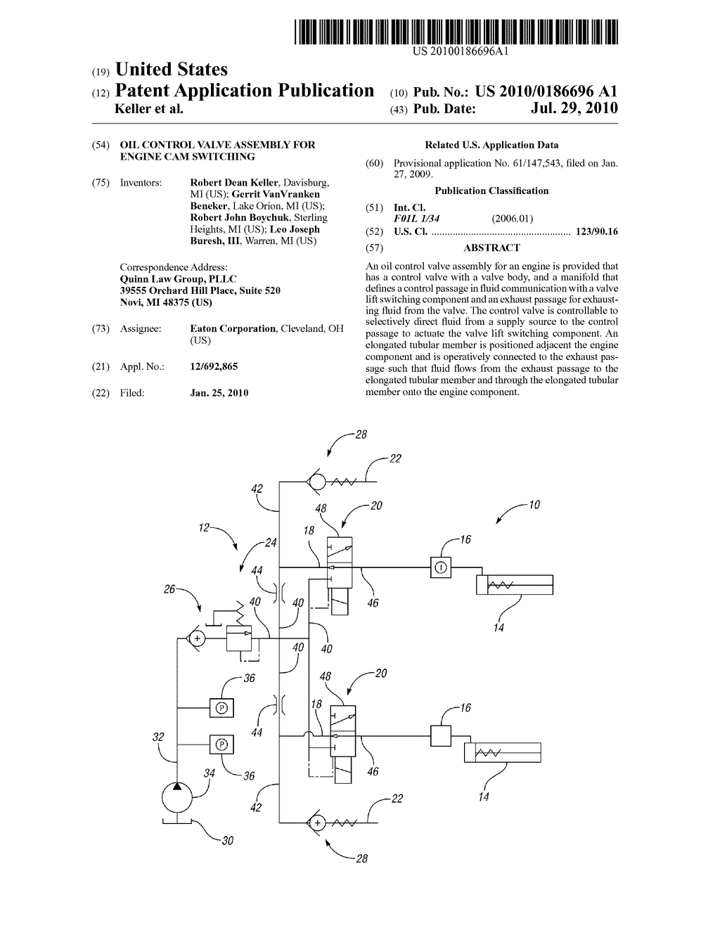 OIL CONTROL VALVE ASSEMBLY FOR ENGINE CAM SWITCHING - diagram, schematic, and image 01