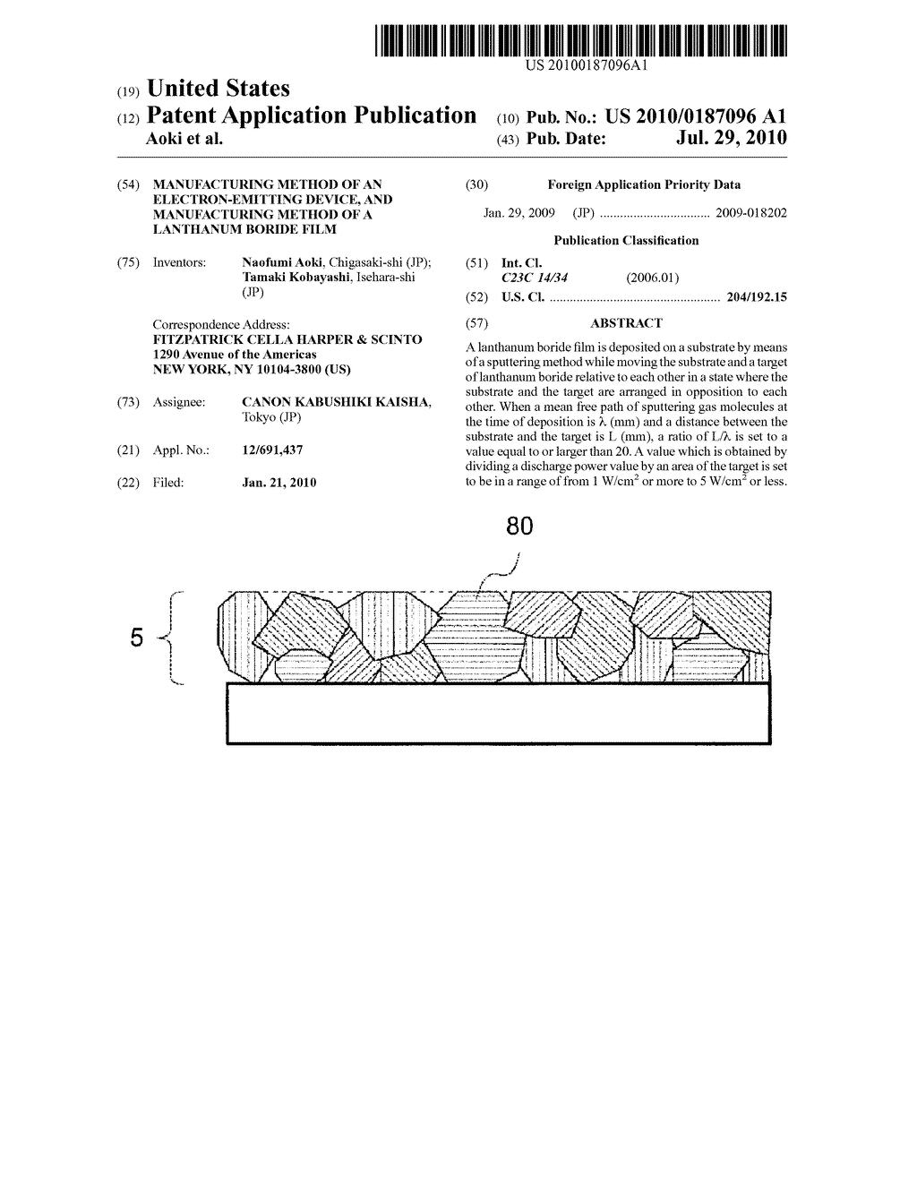 MANUFACTURING METHOD OF AN ELECTRON-EMITTING DEVICE, AND MANUFACTURING METHOD OF A LANTHANUM BORIDE FILM - diagram, schematic, and image 01