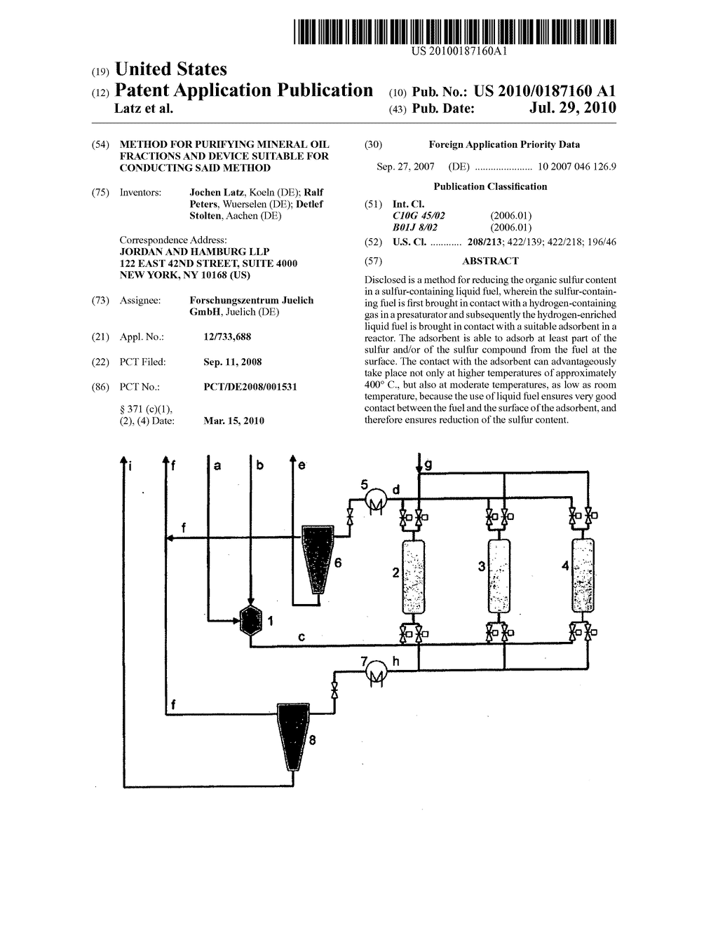 METHOD FOR PURIFYING MINERAL OIL FRACTIONS AND DEVICE SUITABLE FOR CONDUCTING SAID METHOD - diagram, schematic, and image 01