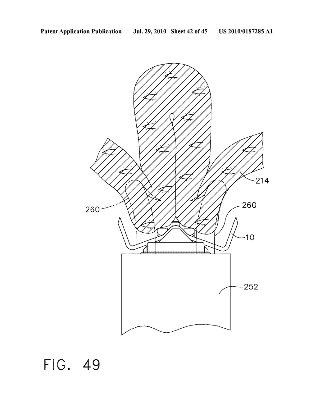 SURGICAL STAPLER FOR APPLYING A LARGE STAPLE THOUGH A SMALL DELIVERY PORT AND A METHOD OF USING THE STAPLER TO SECURE A TISSUE FOLD - diagram, schematic, and image 43