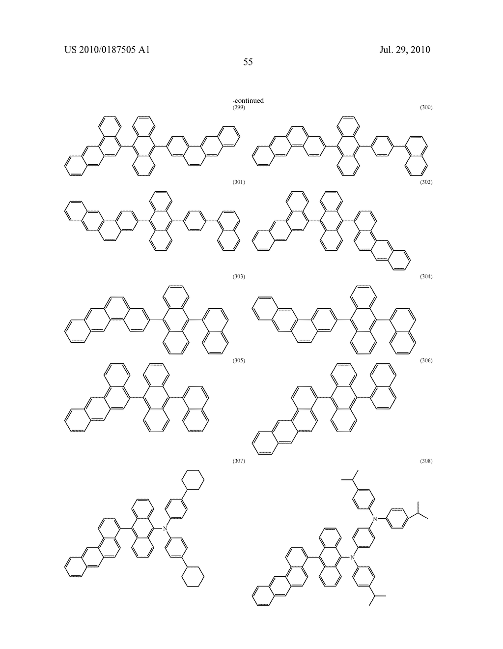 BENZANTHRACENE DERIVATIVES FOR ORGANIC ELECTROLUMINESCENT DEVICES - diagram, schematic, and image 56