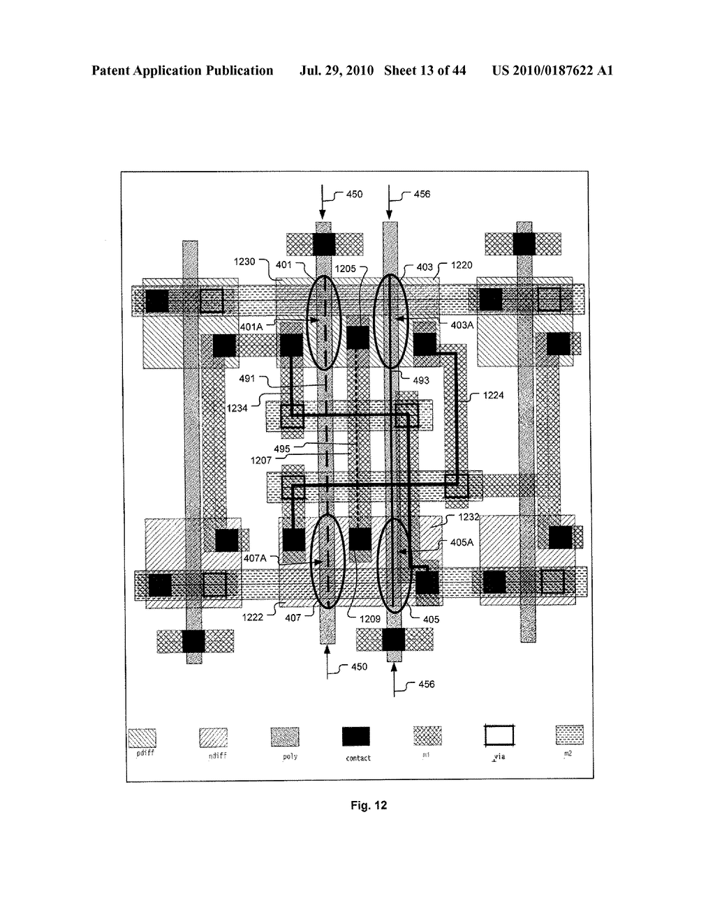 Linear Gate Level Cross-Coupled Transistor Device with Complimentary Pairs of Cross-Coupled Transistors Defined by Physically Separate Gate Electrodes within Gate Electrode Level - diagram, schematic, and image 14