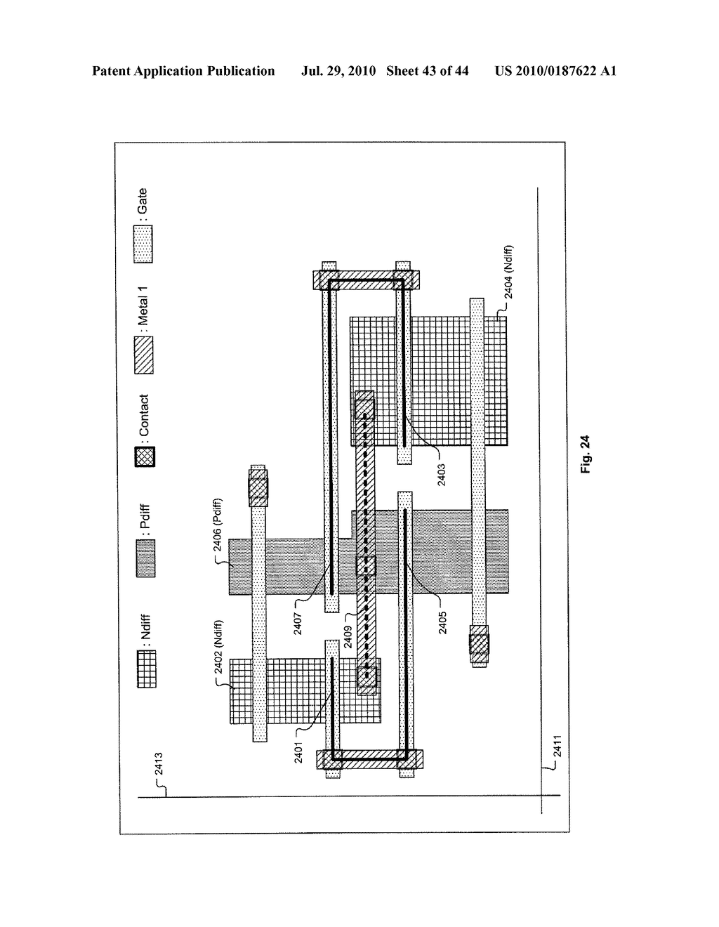 Linear Gate Level Cross-Coupled Transistor Device with Complimentary Pairs of Cross-Coupled Transistors Defined by Physically Separate Gate Electrodes within Gate Electrode Level - diagram, schematic, and image 44