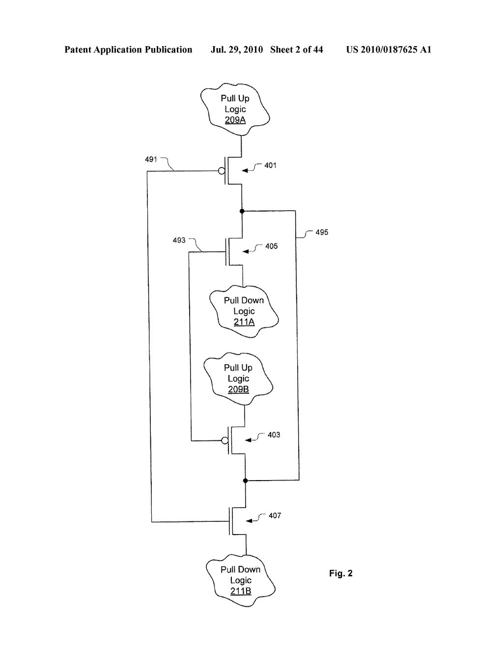 Linear Gate Level Cross-Coupled Transistor Device with Cross-Coupled Transistors Defined on Four Gate Electrode Tracks with Crossing Gate Electrode Connections - diagram, schematic, and image 03