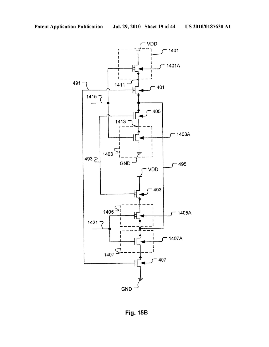 Channelized Gate Level Cross-Coupled Transistor Device with Connection Between Cross-Coupled Transistor Gate Electrodes Made Utilizing Interconnect Level Other than Gate Electrode Level - diagram, schematic, and image 20