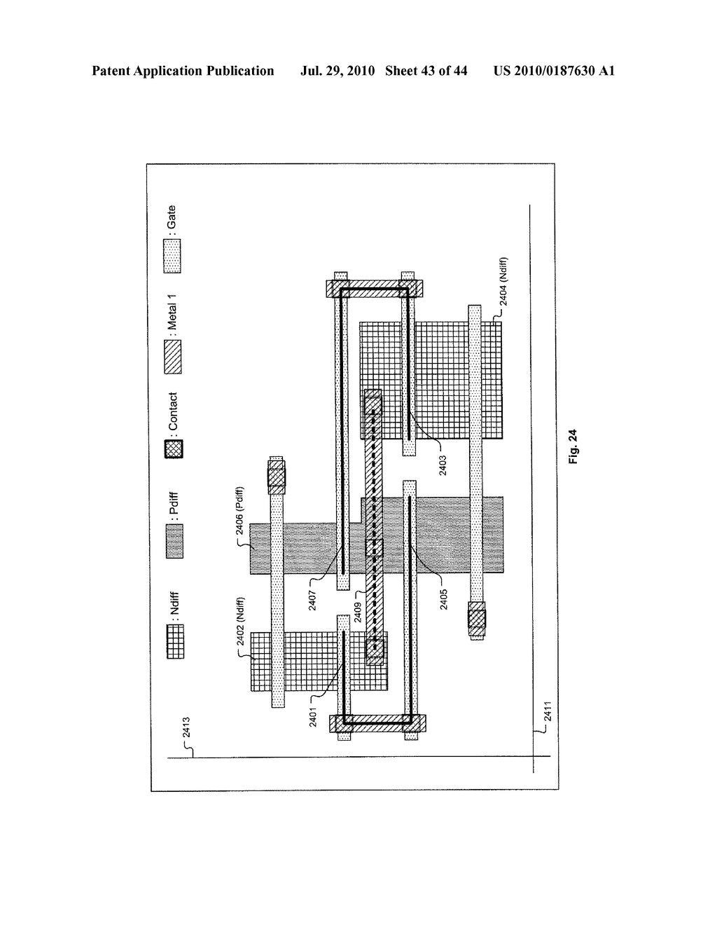 Channelized Gate Level Cross-Coupled Transistor Device with Connection Between Cross-Coupled Transistor Gate Electrodes Made Utilizing Interconnect Level Other than Gate Electrode Level - diagram, schematic, and image 44