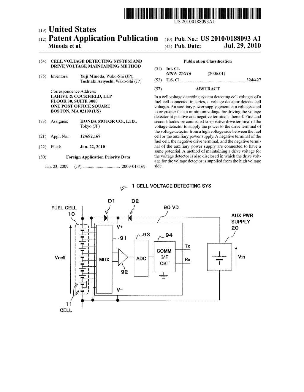 CELL VOLTAGE DETECTING SYSTEM AND DRIVE VOLTAGE MAINTAINING METHOD - diagram, schematic, and image 01