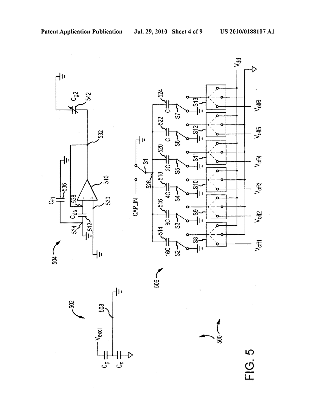 CAPACITANCE-TO-VOLTAGE INTERFACE CIRCUIT WITH SHARED CAPACITOR BANK FOR OFFSETTING AND ANALOG-TO-DIGITAL CONVERSION - diagram, schematic, and image 05