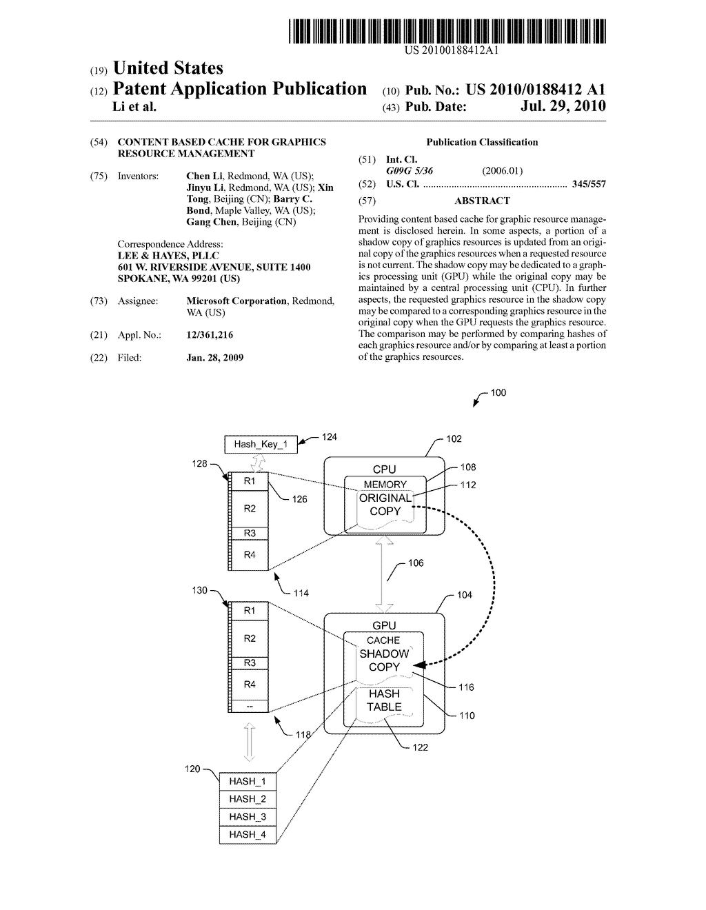 CONTENT BASED CACHE FOR GRAPHICS RESOURCE MANAGEMENT - diagram, schematic, and image 01