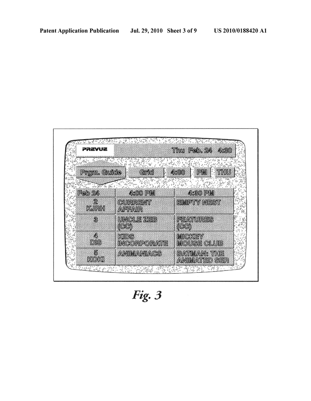 COMPUTER READABLE STORAGE MEDIA PROVIDING A PROGRAM GUIDE VIEWED WITH A PERCEIVED TRANSPARENCY OVER A TELEVISION PROGRAM - diagram, schematic, and image 04