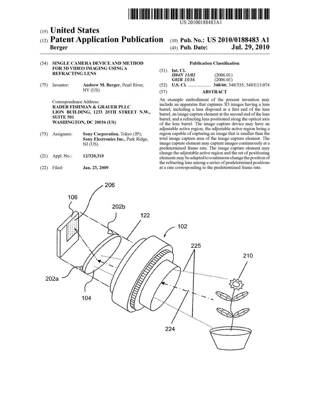Single camera device and method for 3D video imaging using a refracting lens - diagram, schematic, and image 01