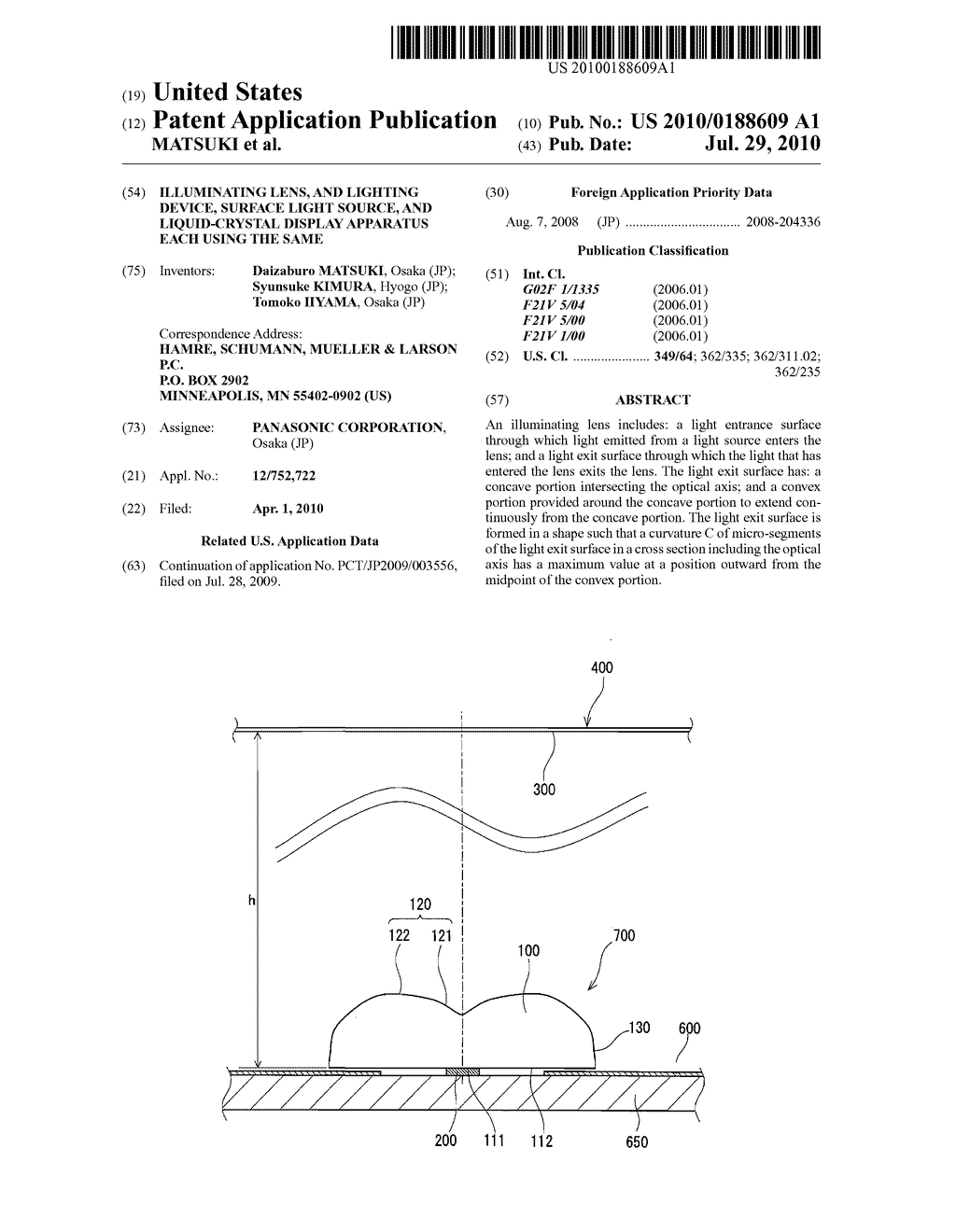 ILLUMINATING LENS, AND LIGHTING DEVICE, SURFACE LIGHT SOURCE, AND LIQUID-CRYSTAL DISPLAY APPARATUS EACH USING THE SAME - diagram, schematic, and image 01