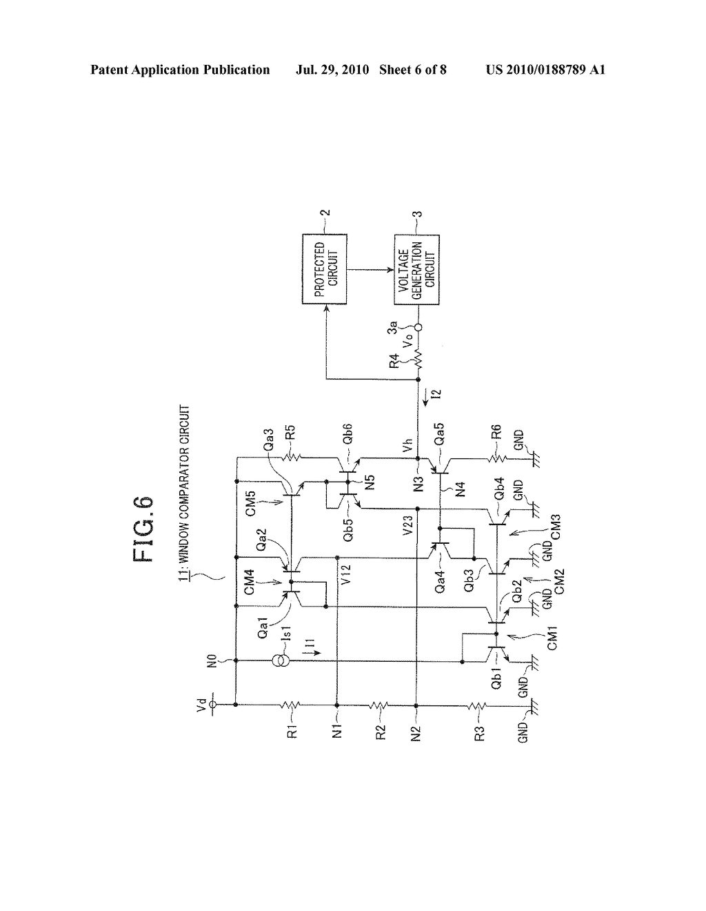 WINDOW COMPARATOR CIRCUIT FOR LIMITING INPUT VOLTAGE APPLIED TO OBJECT CIRCUIT - diagram, schematic, and image 07