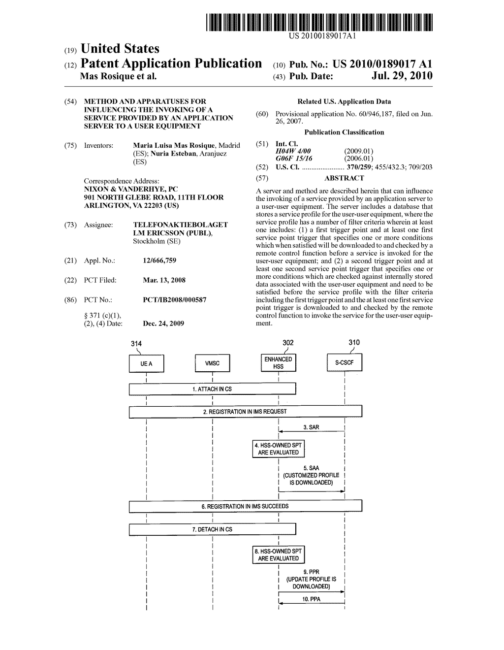 METHOD AND APPARATUSES FOR INFLUENCING THE INVOKING OF A SERVICE PROVIDED BY AN APPLICATION SERVER TO A USER EQUIPMENT - diagram, schematic, and image 01